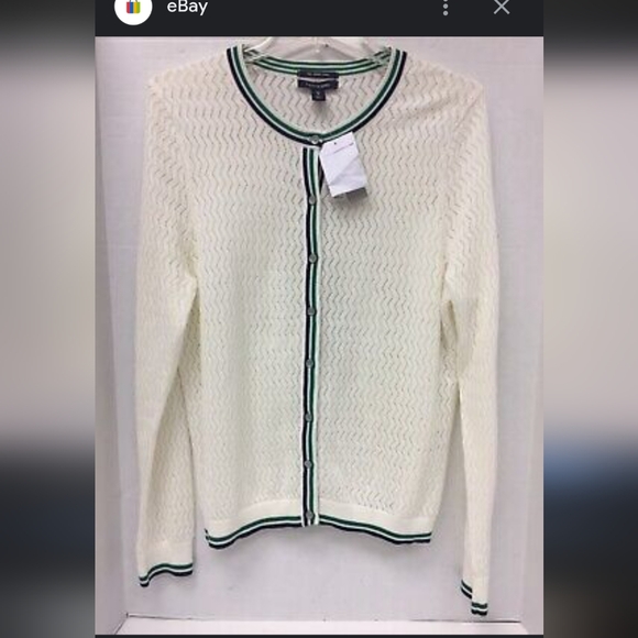 Lands End Pointelle White Cardigan - Picture 1 of 9